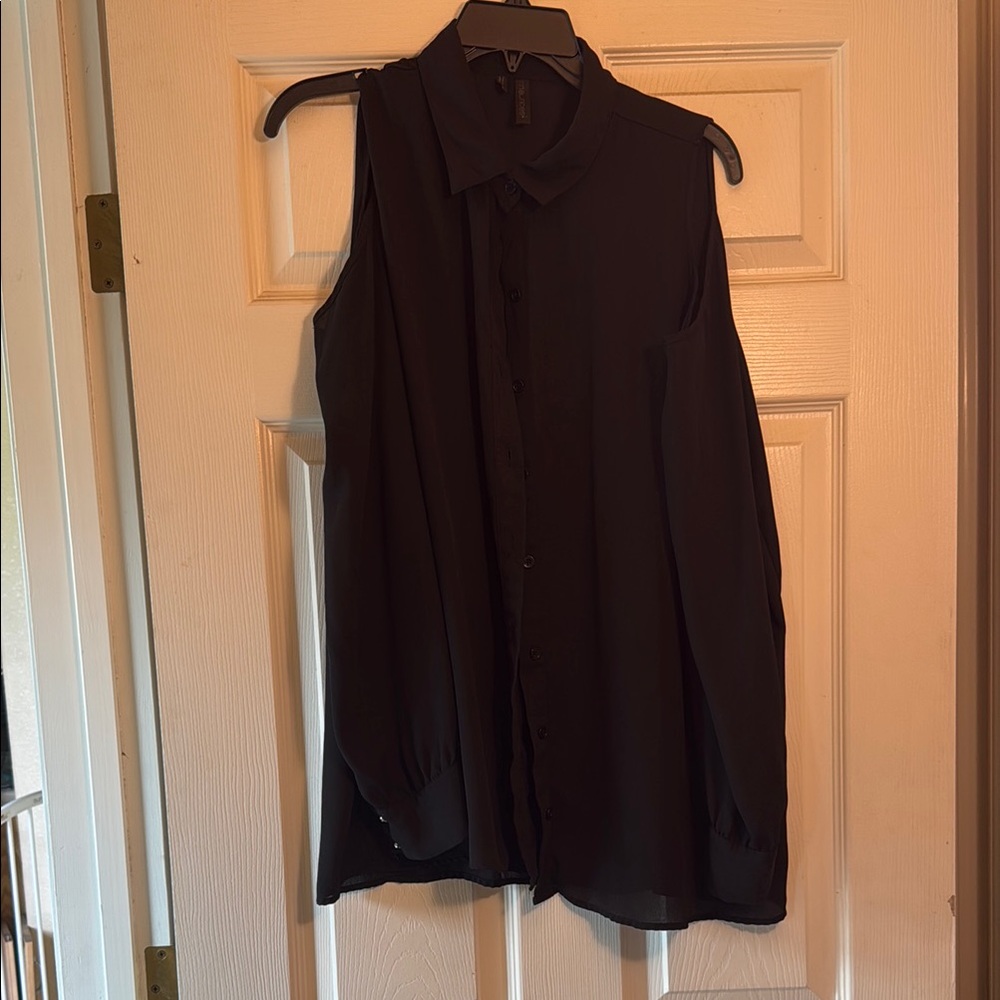 Women’s sheer cold shoulder blouse